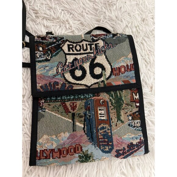 Danny K Vintage Route 66 Purse Folds out Crossbody Tapestry bag - Picture 2 of 7